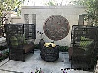 花園藤編沙發戶外遮陽傘花園涼亭